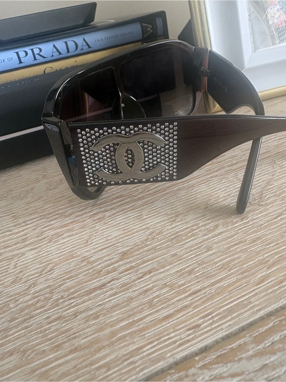 CHANEL Oversized Shield Sunglasses in Dark Brown and Black
